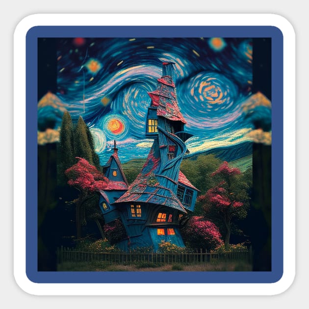 Starry Night Over The Burrow Sticker by Grassroots Green